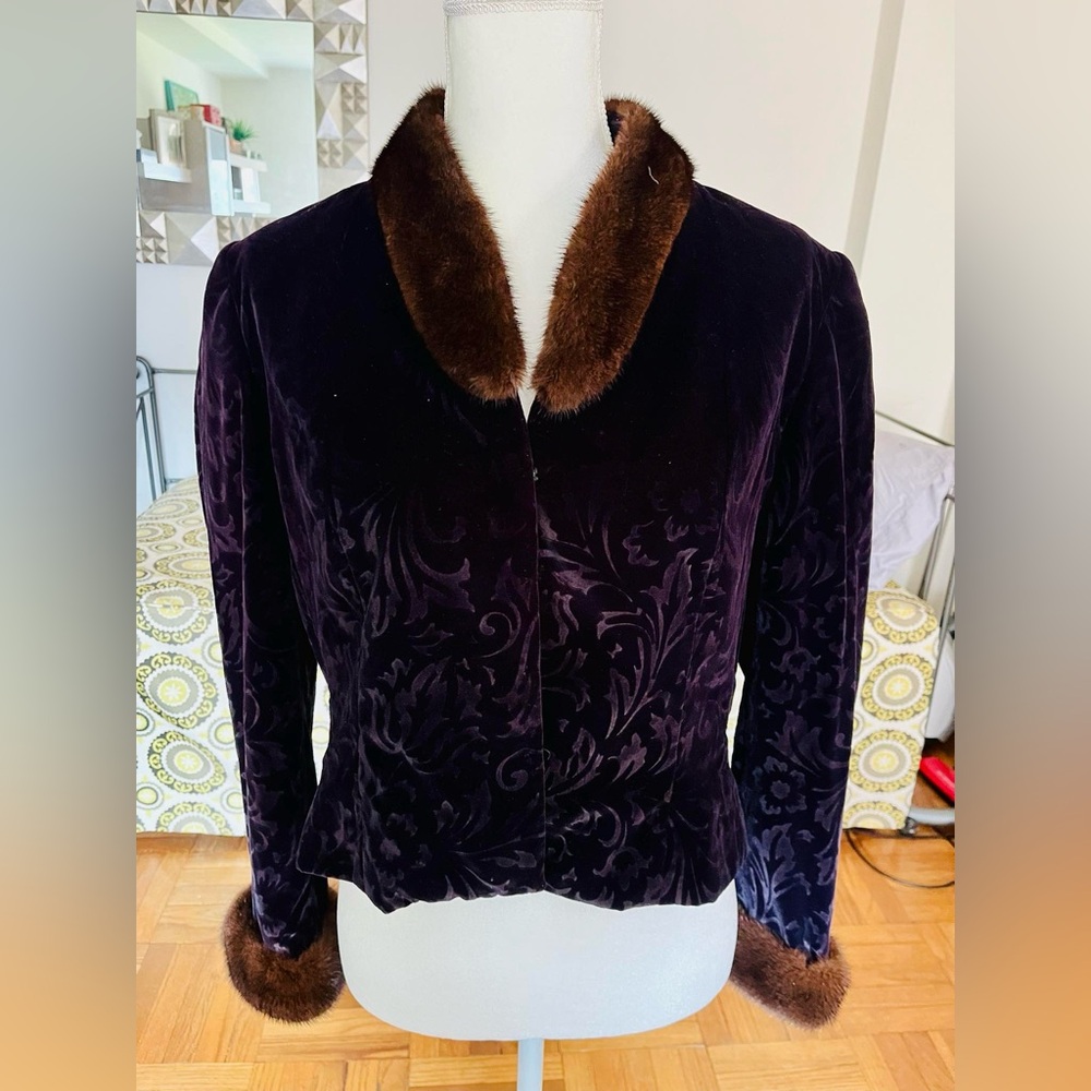 Carlisle Duchess purple fur trim jacket